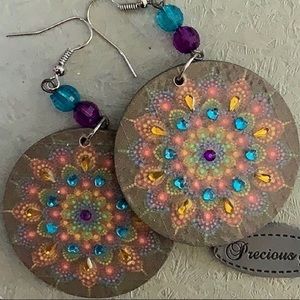 Handmade Wooden Mandala Boho Gypsy Earrings